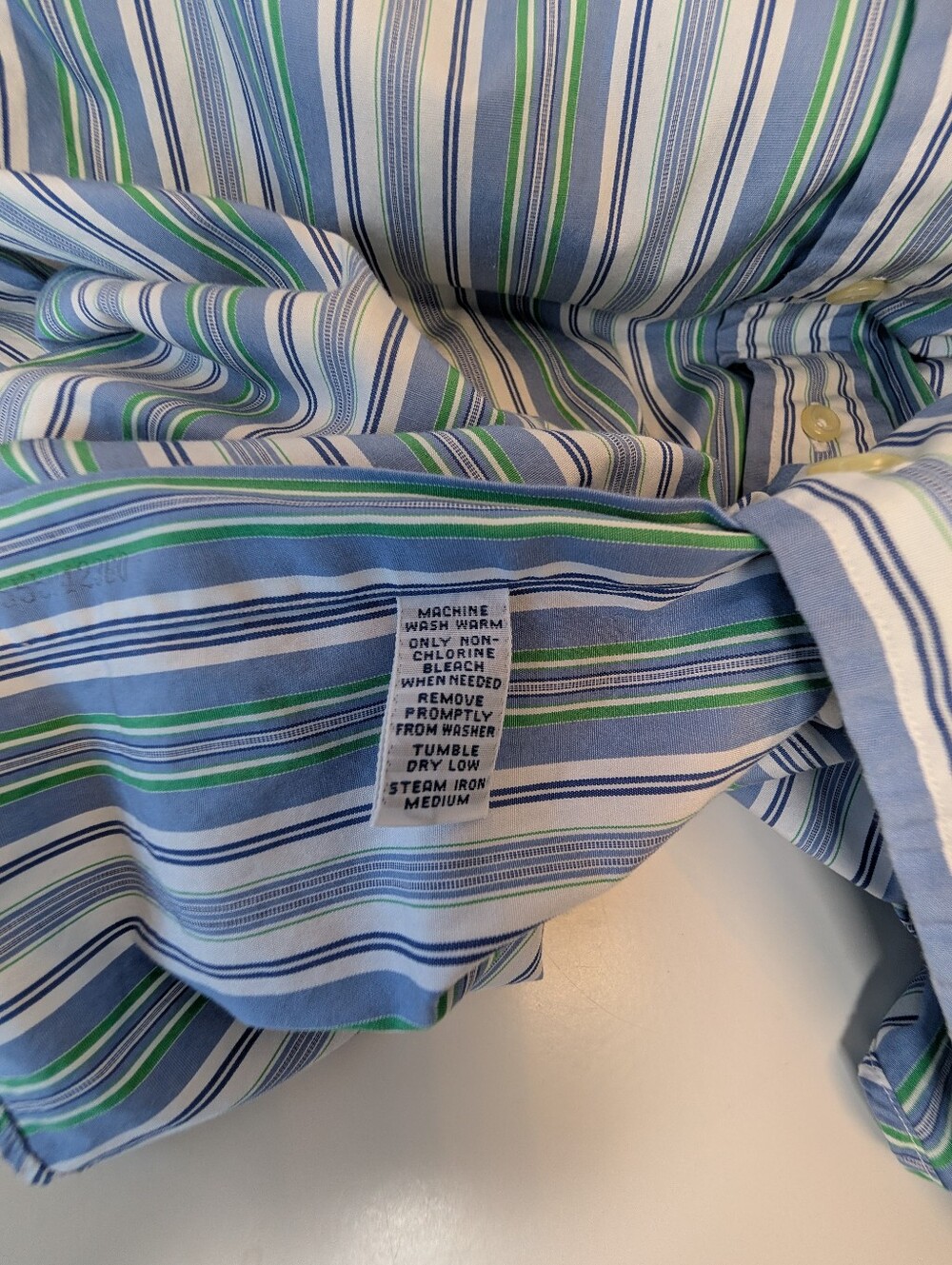 Ralph Lauren Blue White Green Striped Button-Down Shirt - Picture 7 of 11